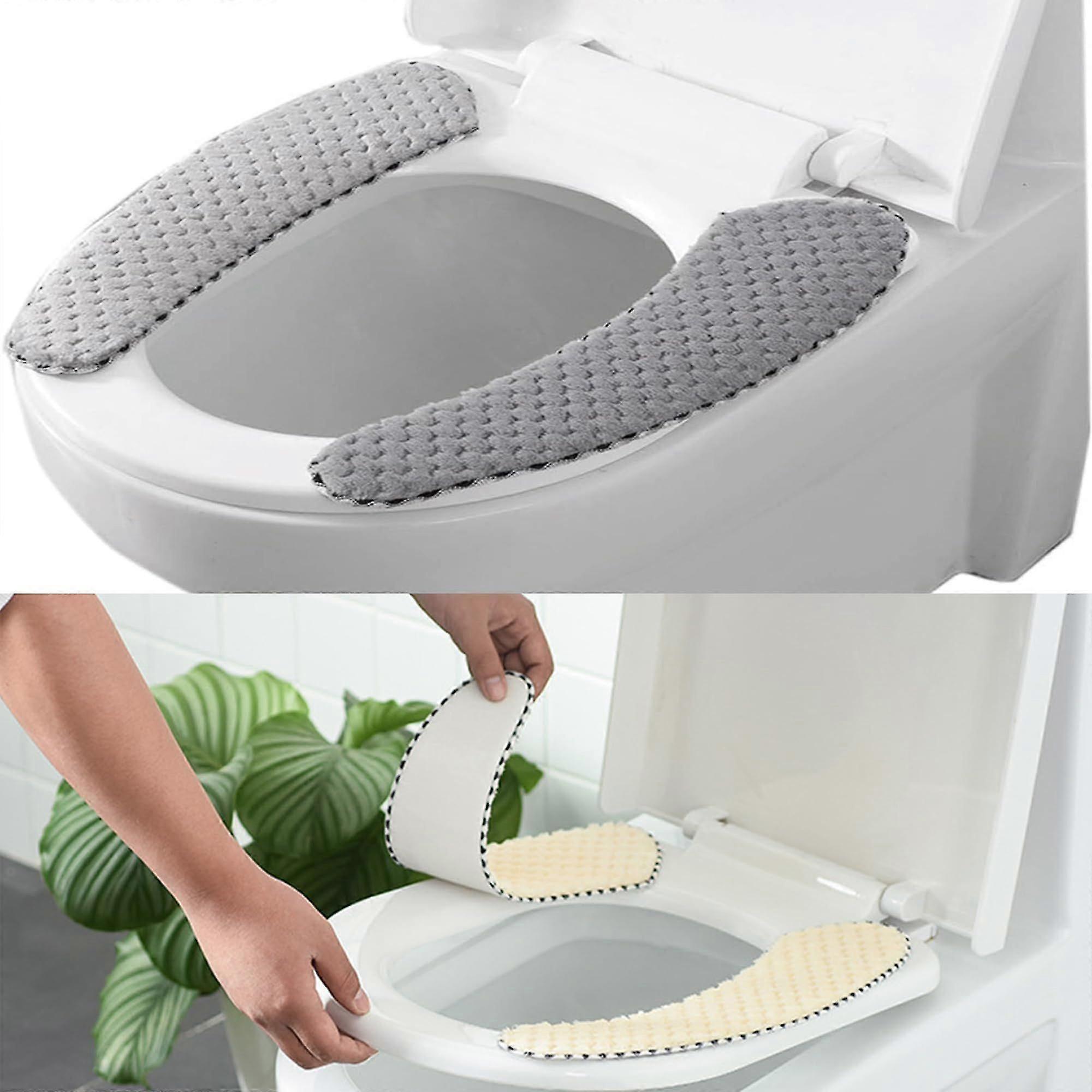 قطع وسادة المرحاض غطاء مقعد المرحاض العالمي القابل للغسل غطاء مقعد المرحاض الدافئ لغطاء المرحاض (رمادي + بيج)