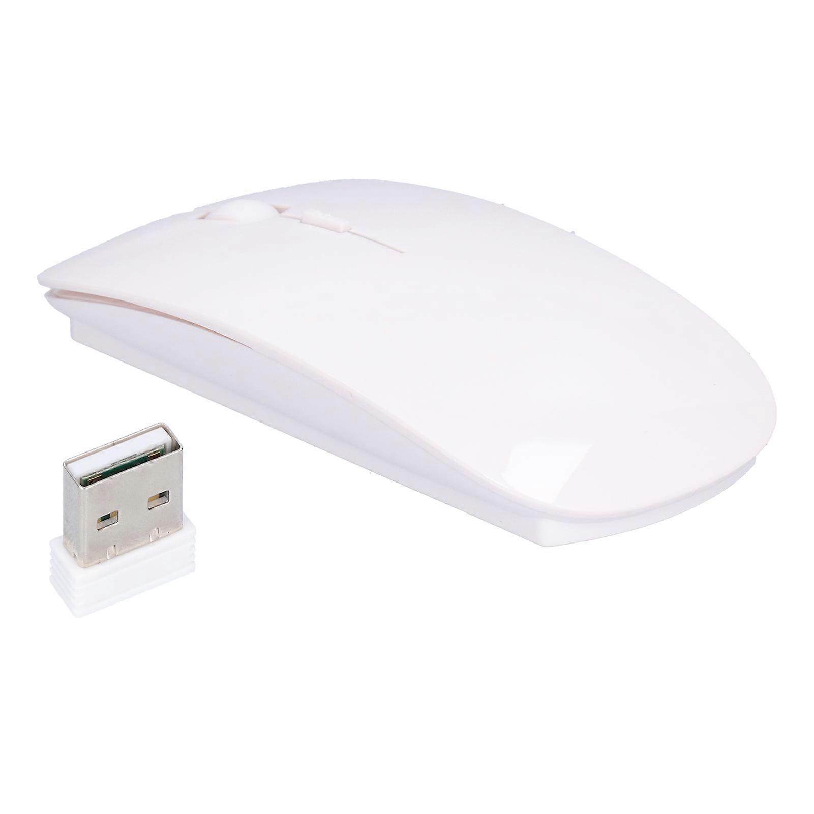 Souris sans fil intelligente et fine, portable, 2,4 GHz, avec récepteur USB, pour ordinateur portable et tablette, blanc