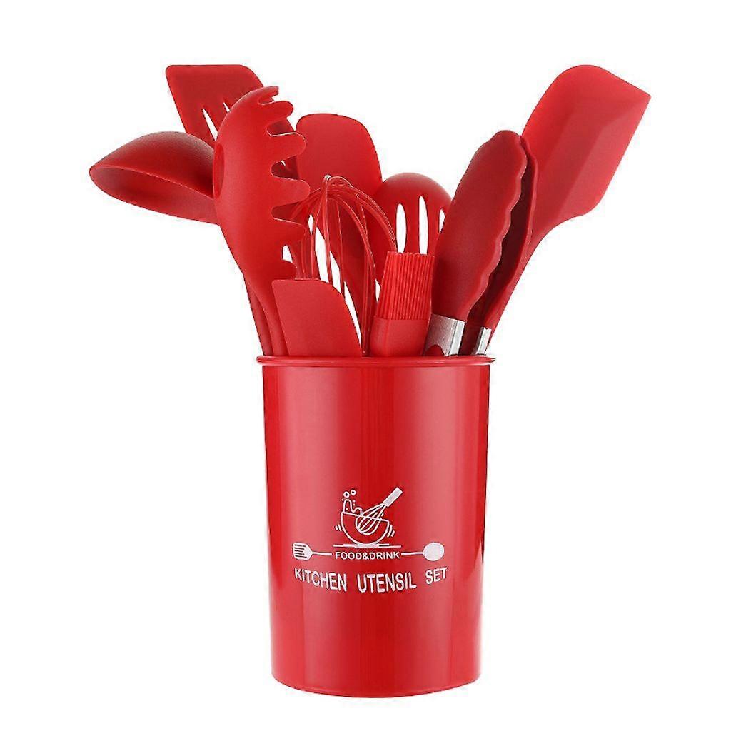 11-Piece Silicone Cooking Set with Storage Container and Measuring Spoons