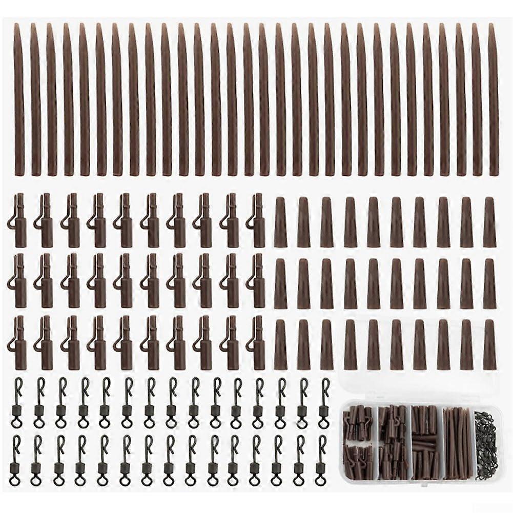 Comprehensive 120-Piece Carp Fishing Tackle Set with Safety Rigs, Quick Change Swivels, and Anti-Tangle Solutions Brown