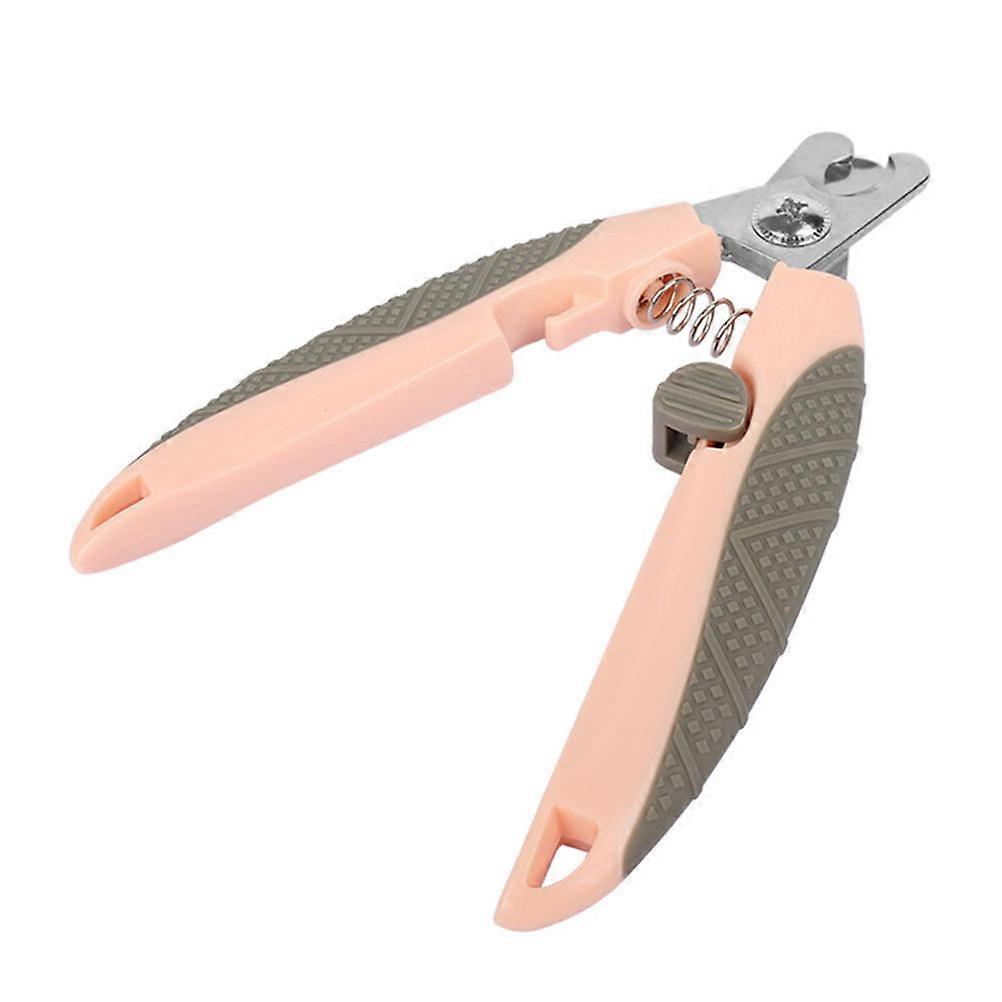 Pet Grooming Gadget Portable Pet Nail Trimmer Clipper Dogs Cats Nail Trimming Anti-Slip Handle Pink 1Pcs