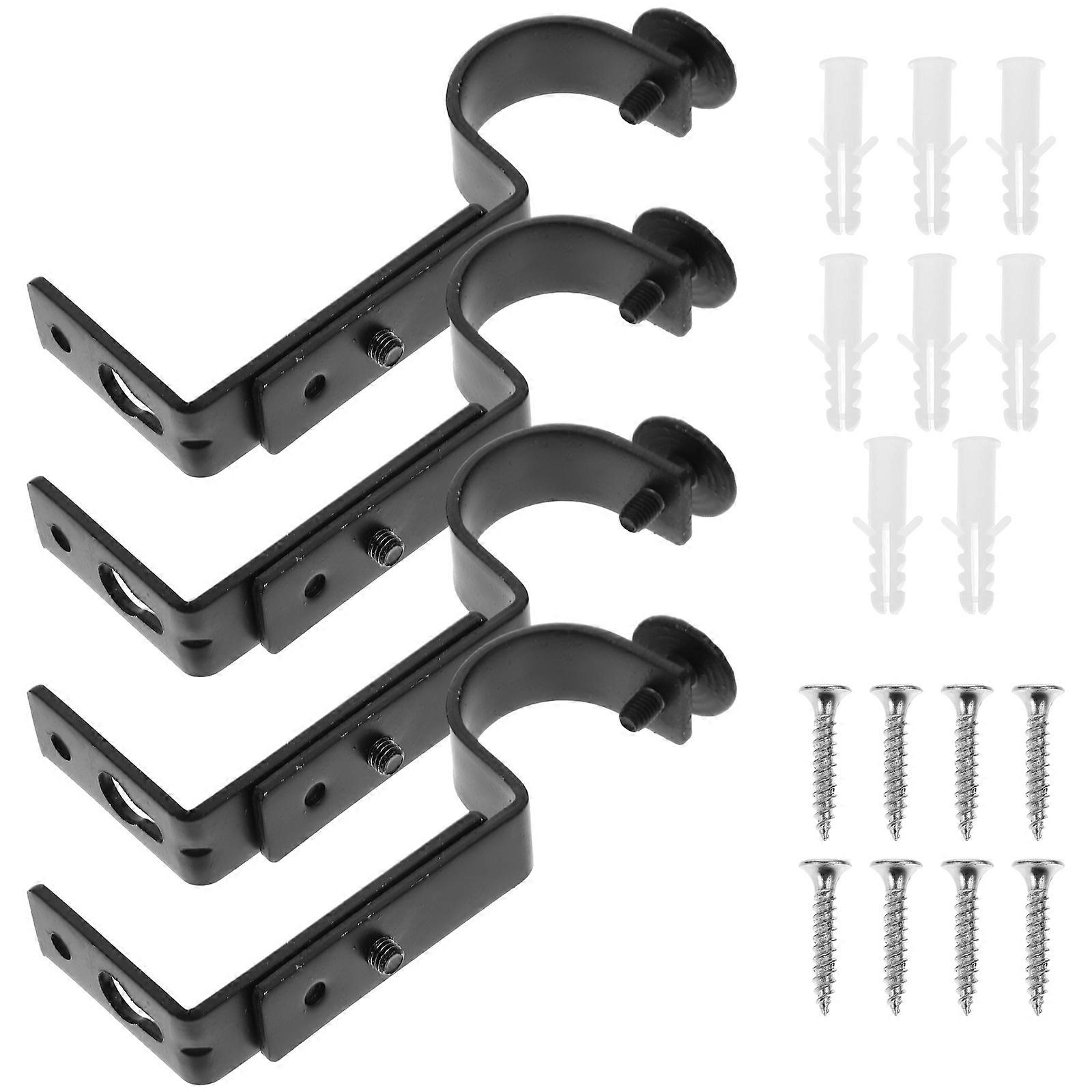 Wall Mounted Curtain Pole Bracket Heavy Duty Support Simple Style 4Pcs 10X4X1.8CM