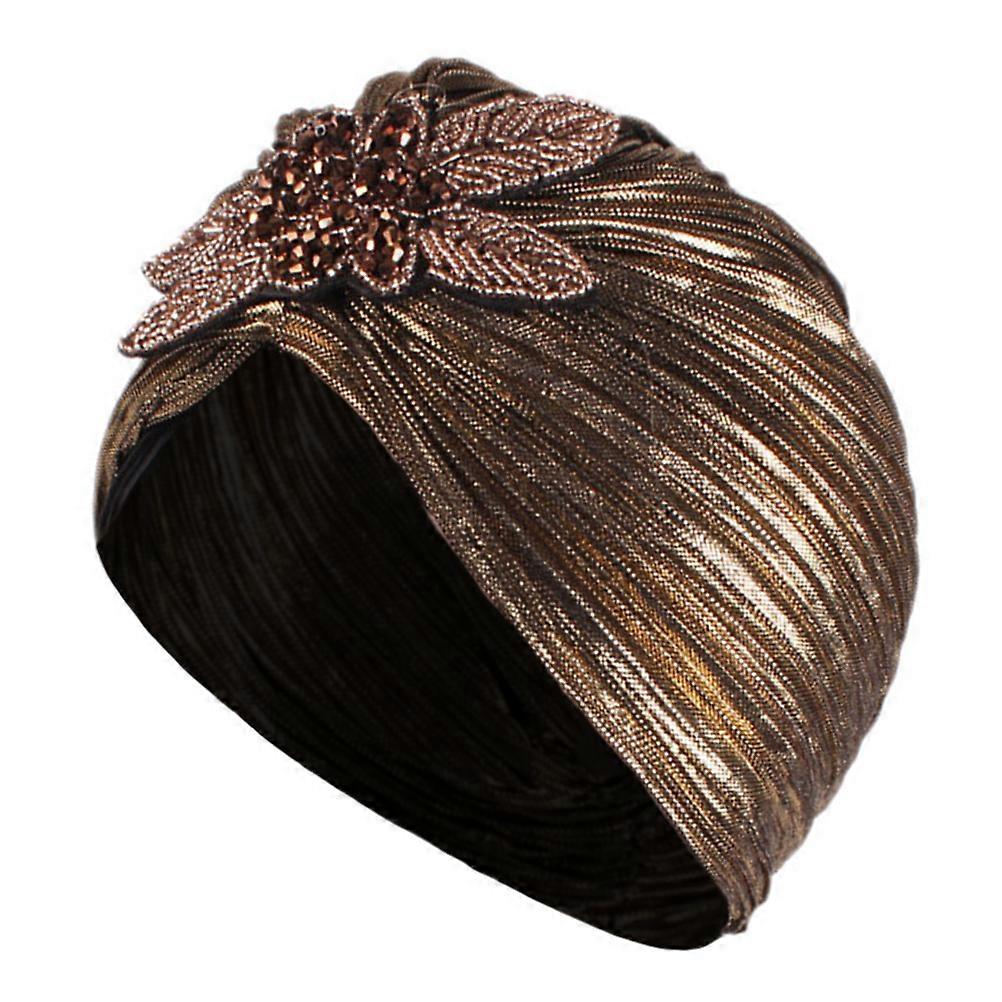 Here's a polished and professional product description based on the details you provided:
**Ruffled Gold Stamping Turban Hat – Stylish &