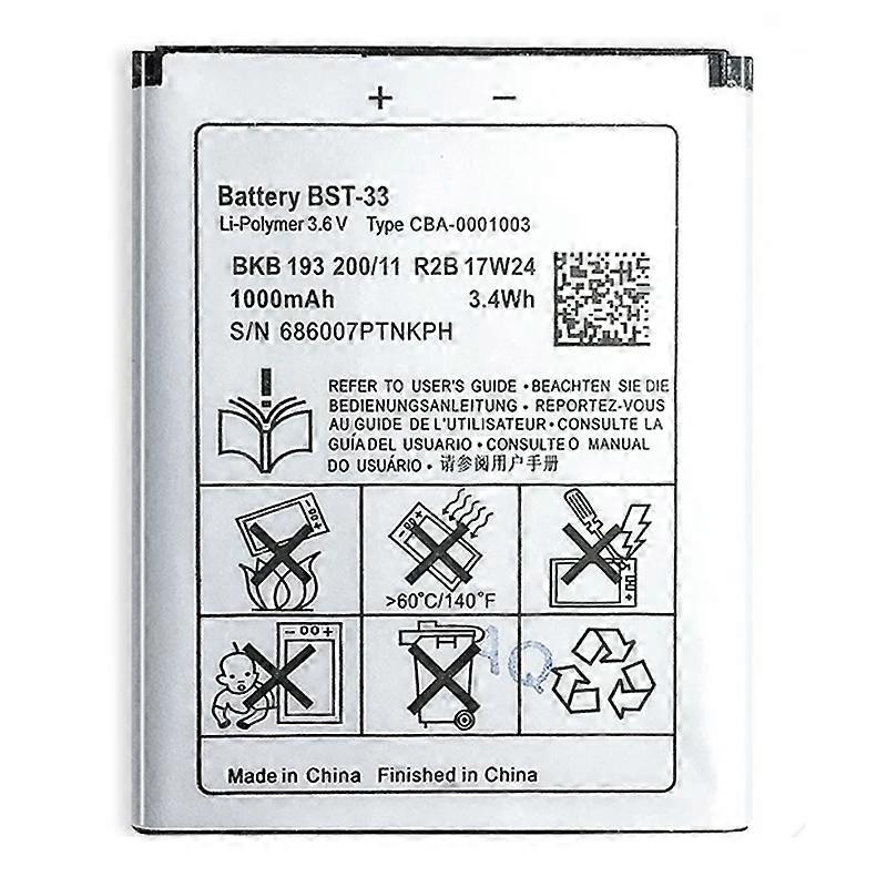 Per Sony Ericsson W205 W300 W302 W395 3.70V 1000mAh Batteria agli ioni di litio Parte di assemblaggio (Codifica: BST 33) (w