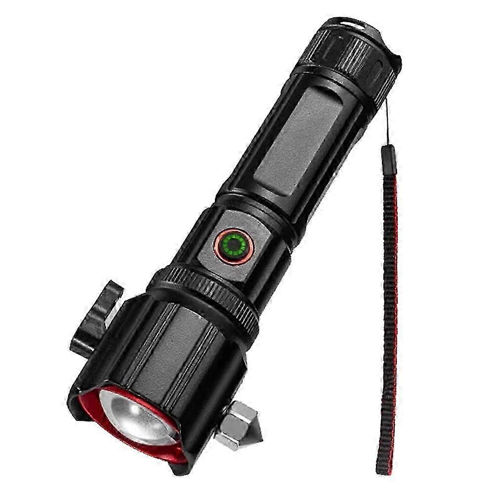 LED Flashlight with Laser Safety Rescue Tool, Seatbelt Cutter and Window Breaker (Battery Not Included)