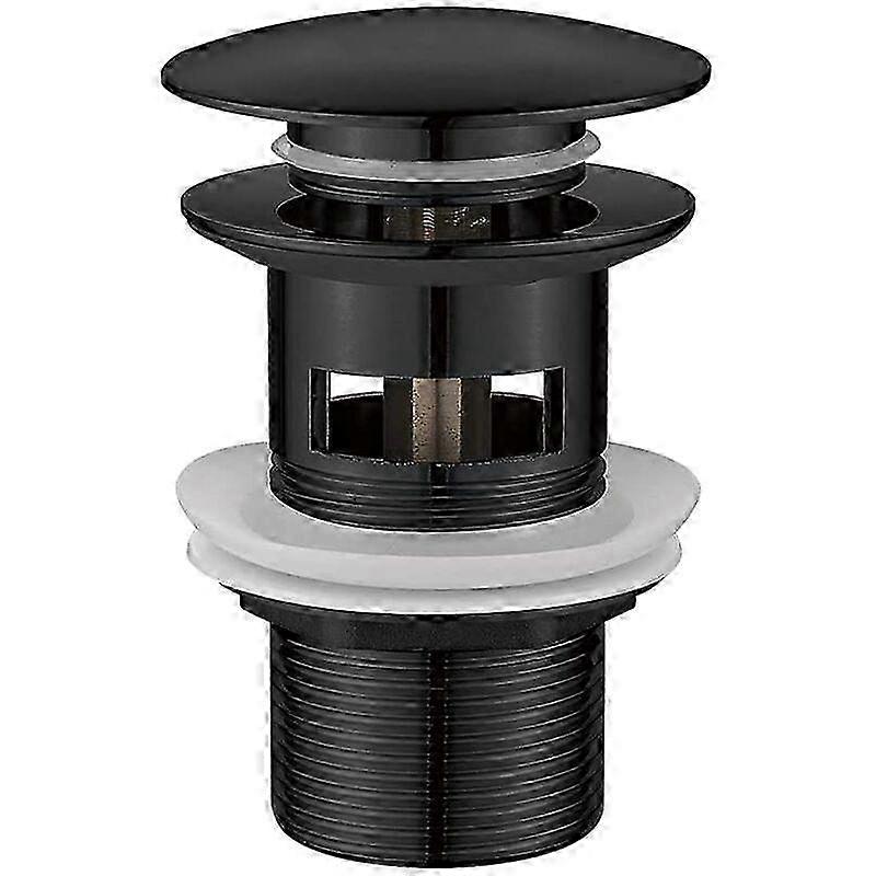 Bathroom Waste Basin Drain with Overflow, Pop Up, Black