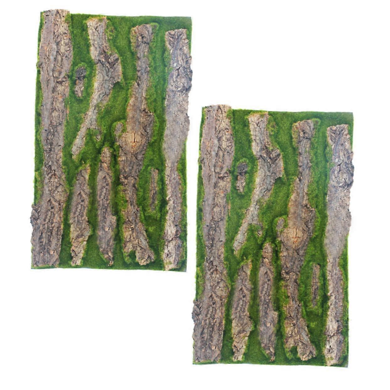 Reptile Terrarium Background Decoration Set of 2, Amphibian Bark Design for Turtle Habitat, Decorative Hideout Board
