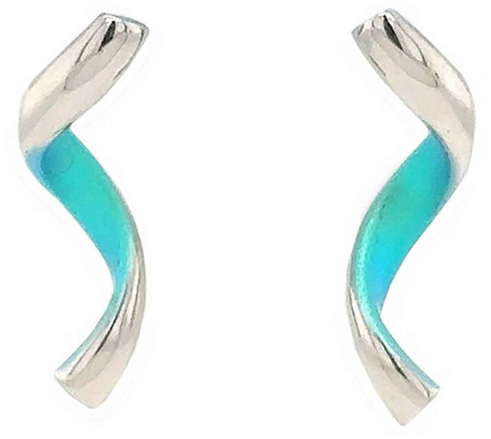Ti2 Titanium Spiral Stud Earrings - Kingfisher Blue
