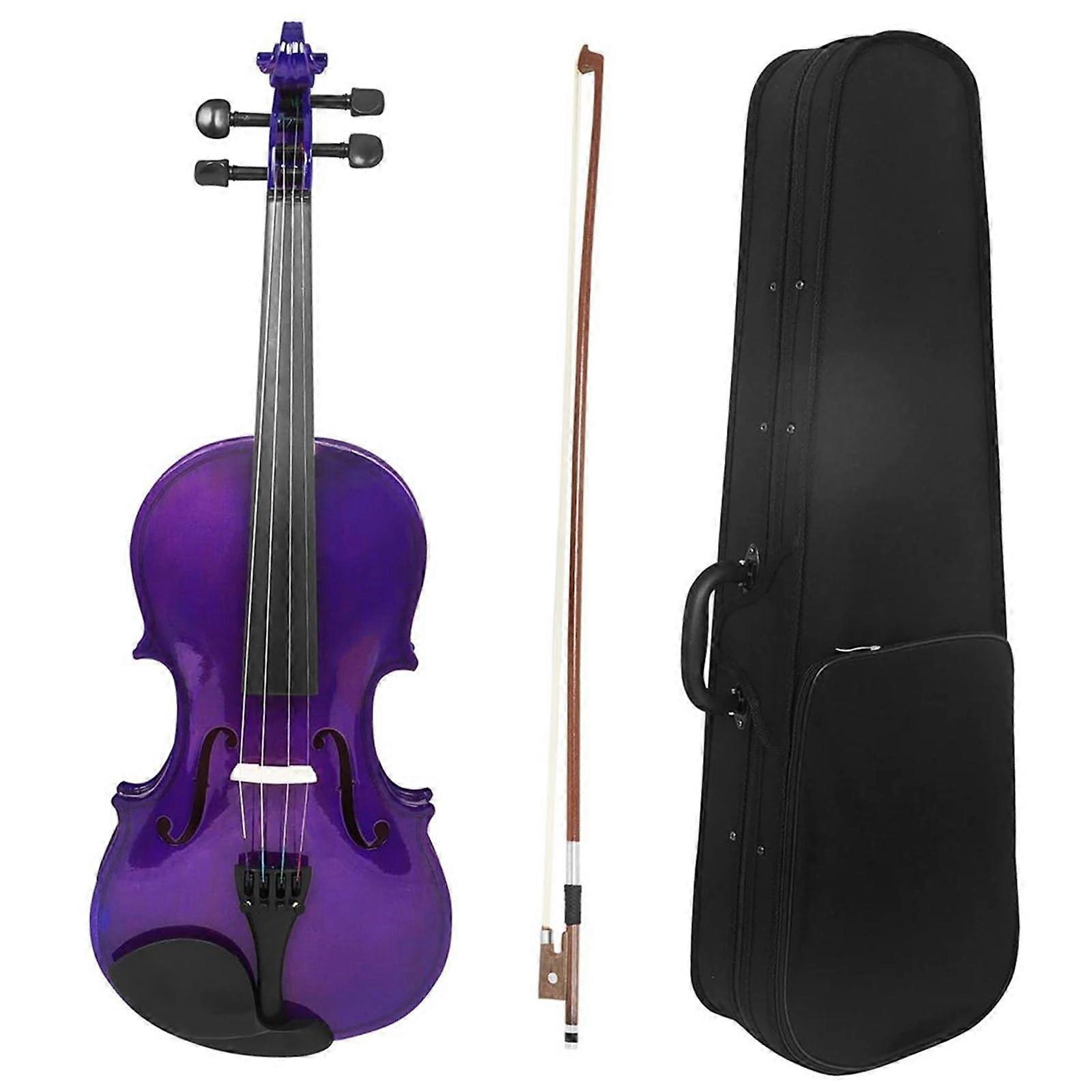 4/4 Beginner Violin for Students - Purple Professional Violin Set with Bow, Case, and Accessories