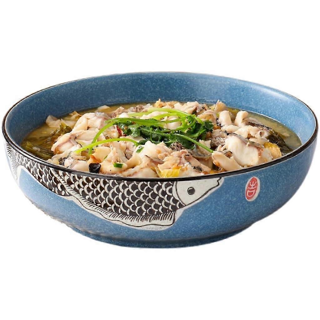 Japanese Style Soup Bowl, Large Ceramic Dish, Oversized Deep Soup Bowl, Special Household Serving Bowl