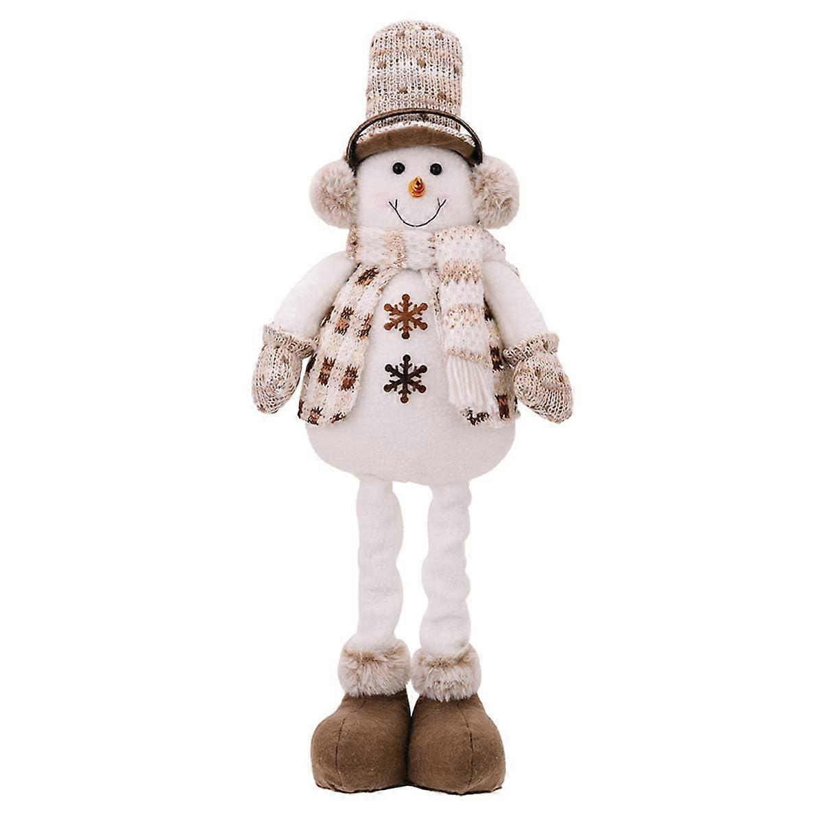 Christmas Decorations Standing Figures Adjustable Telescopic Santa Claus Snowman Reindeer Plush Dolls Model C Ornament