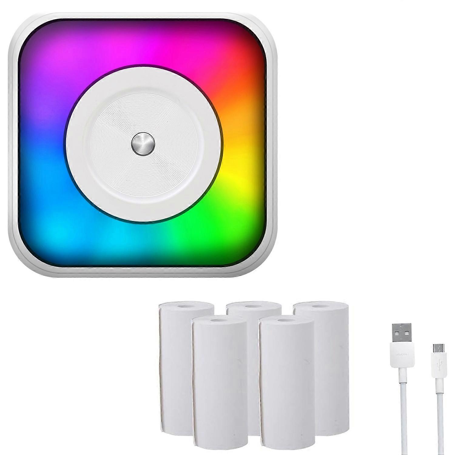 RGB Light Mini Printer with 5-Rolls Paper