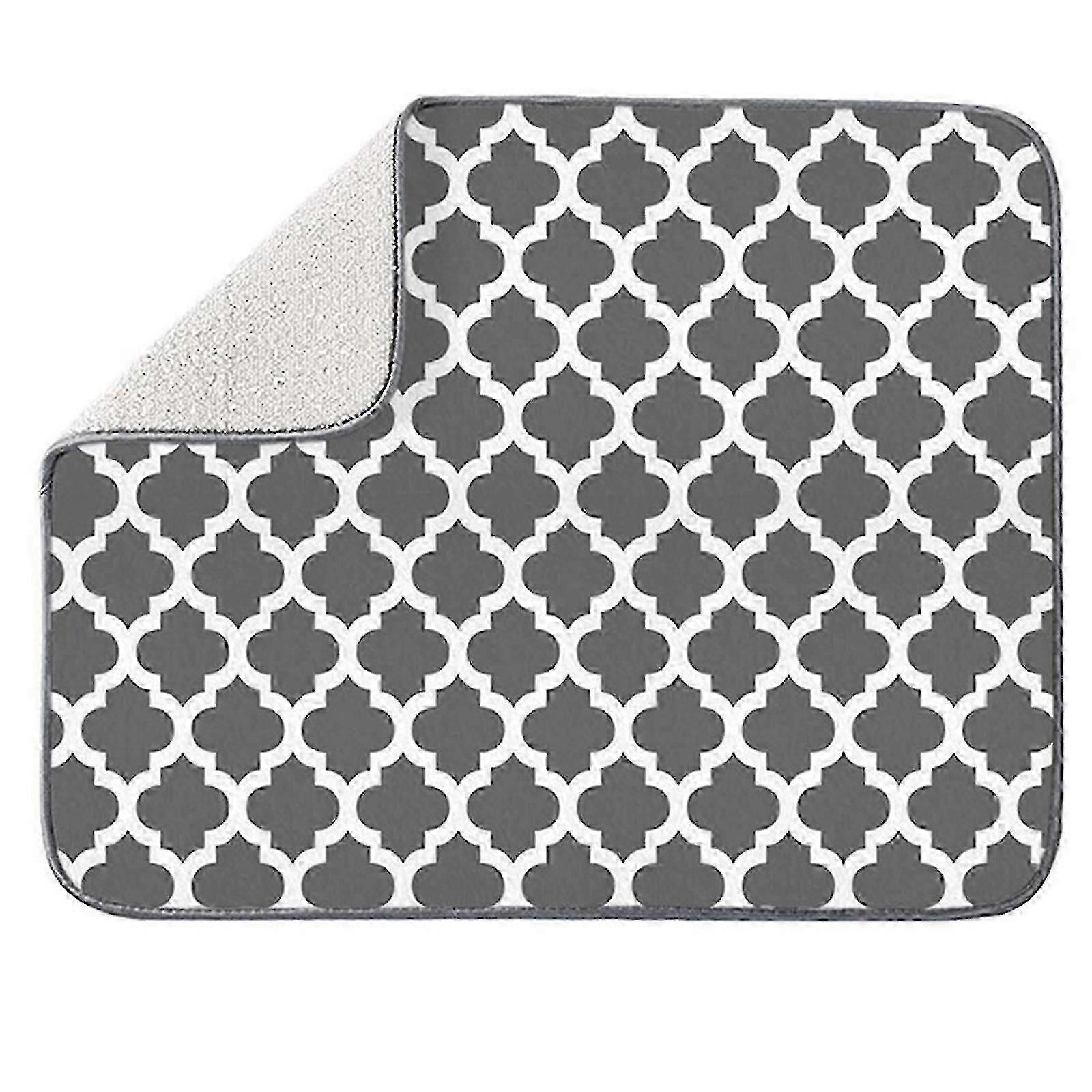 Absorbent Microfiber Kitchen Drying Mat - 40x46cm, No-Shedding, Printed Design PRN