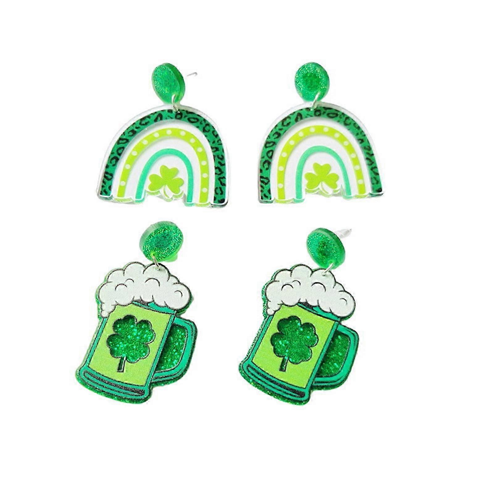 聖パトリックの日のイヤリンググリーンシャムロックイヤリングアイルランドのアクリルクローバーのイヤリング女性のための女の子のジュエリーアクセサリーギフト