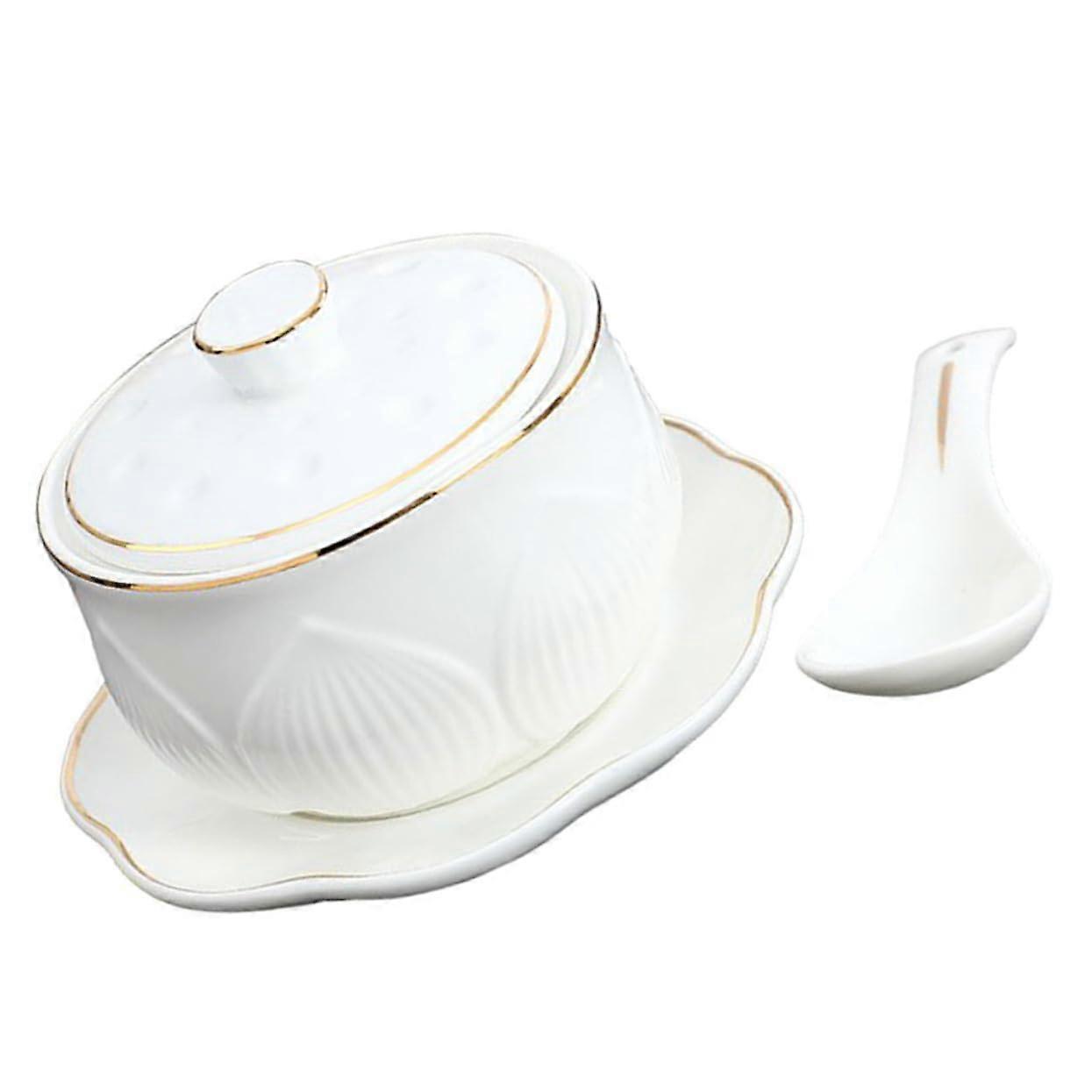 Ceramic Soup Bowl With Lid Elegant Steam Pot For Simmering Soups