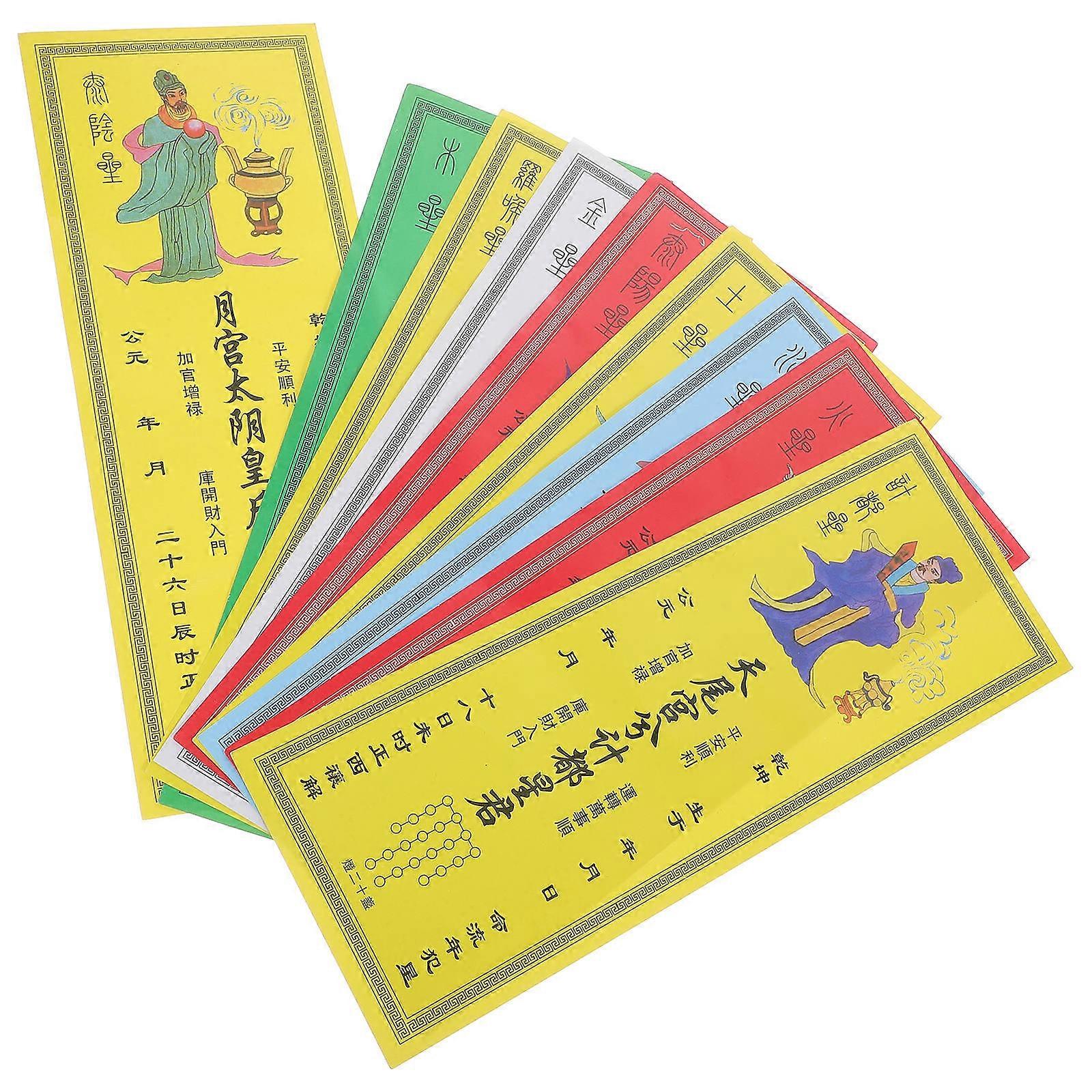 Blessing Protection Cards Feng Shui Plaque Card Enhancing Health and Wealth Home Decoration Rectangular Assorted Color 9Pcs