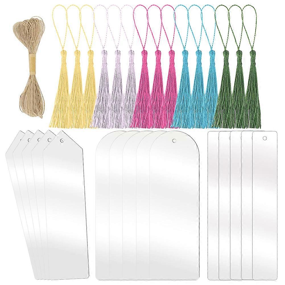 Bookmarks Diy Acrylic Bookmark Blanks With Colorful Tassels Diy Enthusiasts Reading Occasion Half Circle Shape Linen Rope Material 1 Set