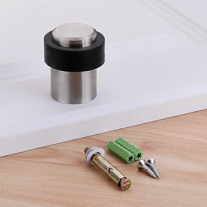 Gummi Anti-Collision Dørgear Stansning Rustfrit stål Rund dør Resistent Hjem Gulvformet Cylindrisk Dørberøring, Specifikation: 46mm Punch