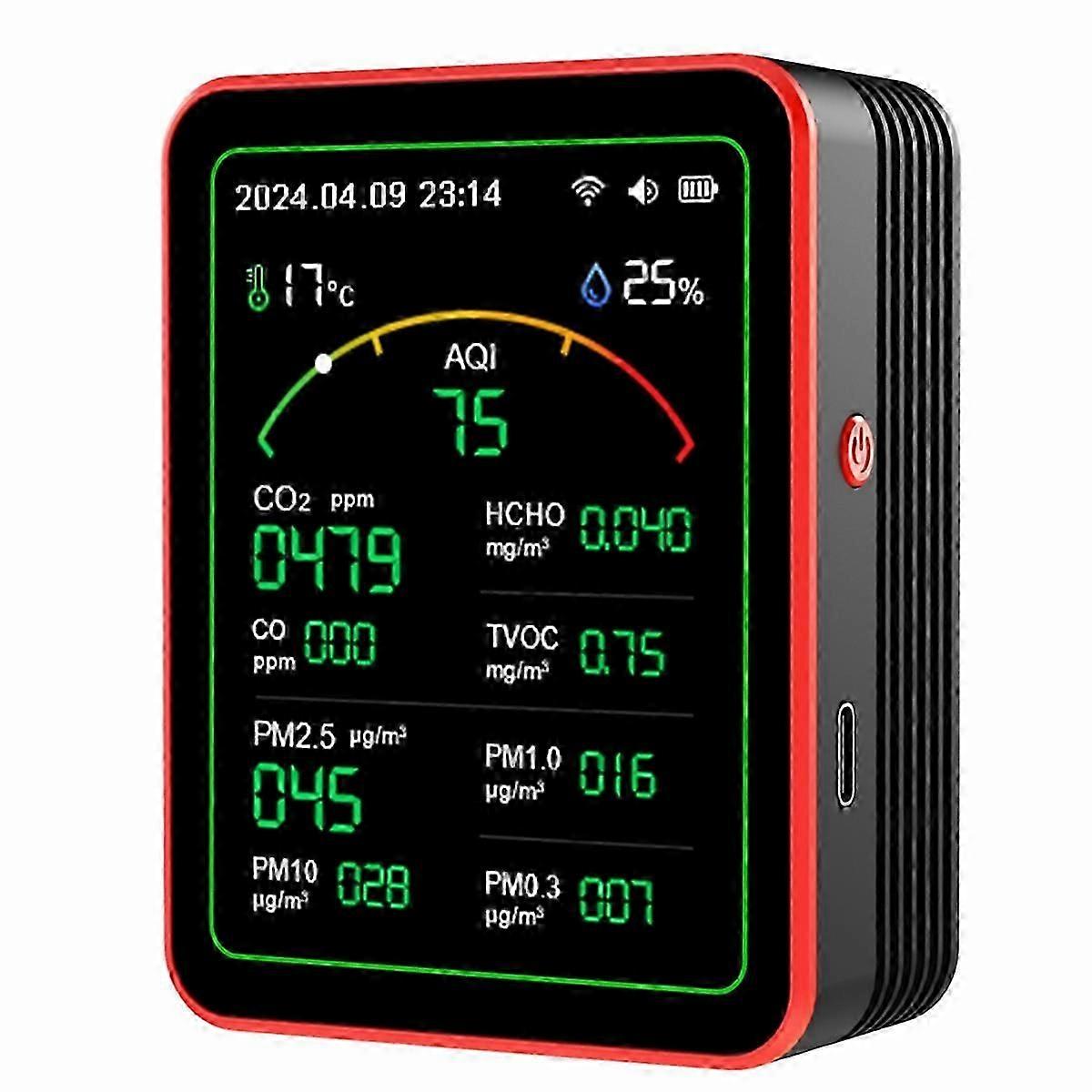 15 i 1 luftkvalitetsdetektor bærbar TVOC HCHO, PM2.5 PM10 PM1.0 PM0.3 temperaturfuktighetstester M