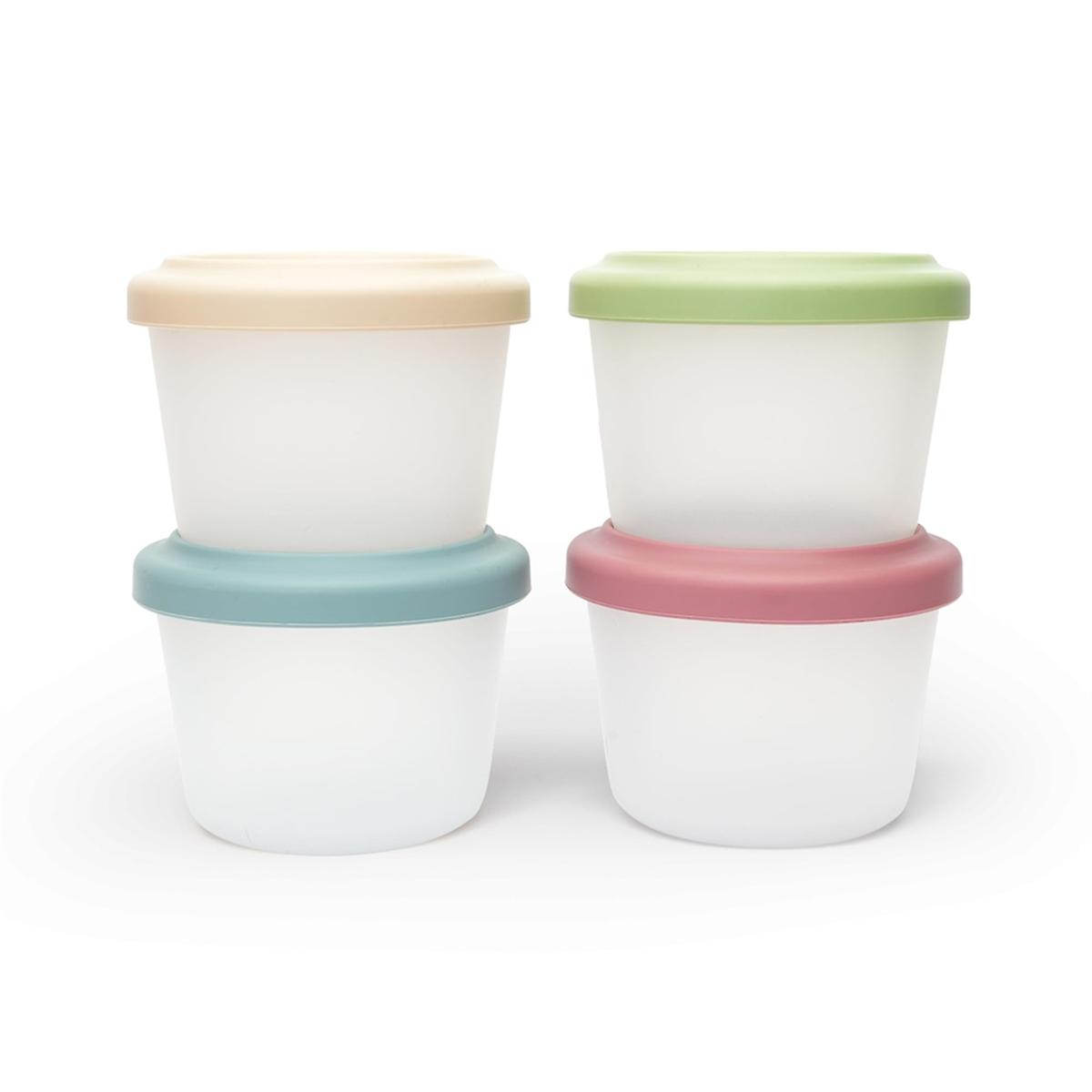 4 Pack Small Silicone Snack Containers with Lids 4 Oz Food Storage