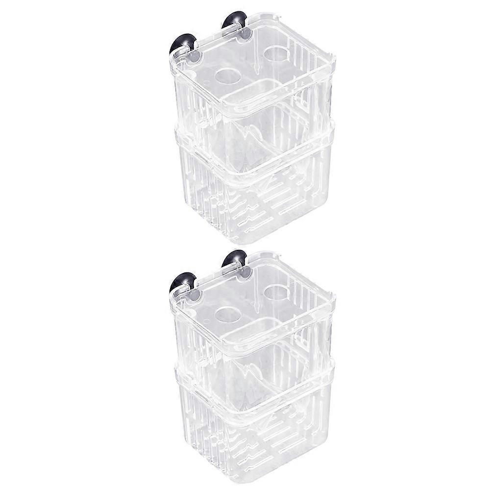 Isolation Fish Tank Plastic Breeding Box Transparent Fish Breeding Protection for Baby Fish 13.00X10.00X7.00CM 2Pcs