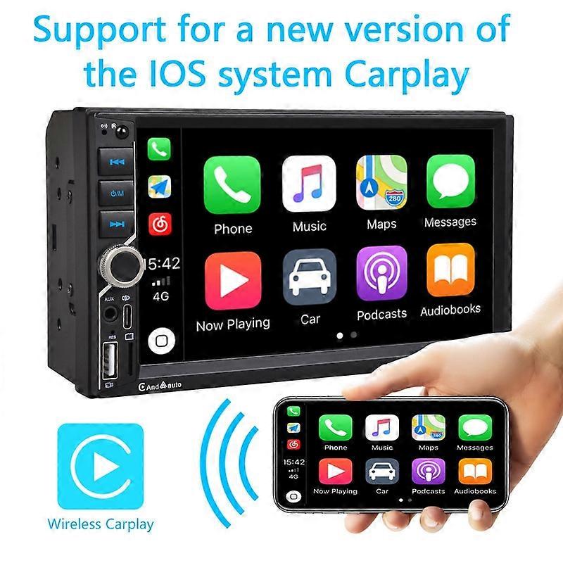 7'' Wireless CarPlay Double Din Car Stereo Radio IPS Touchscreen Bluetooth 5.2 FM Radio Android Auto