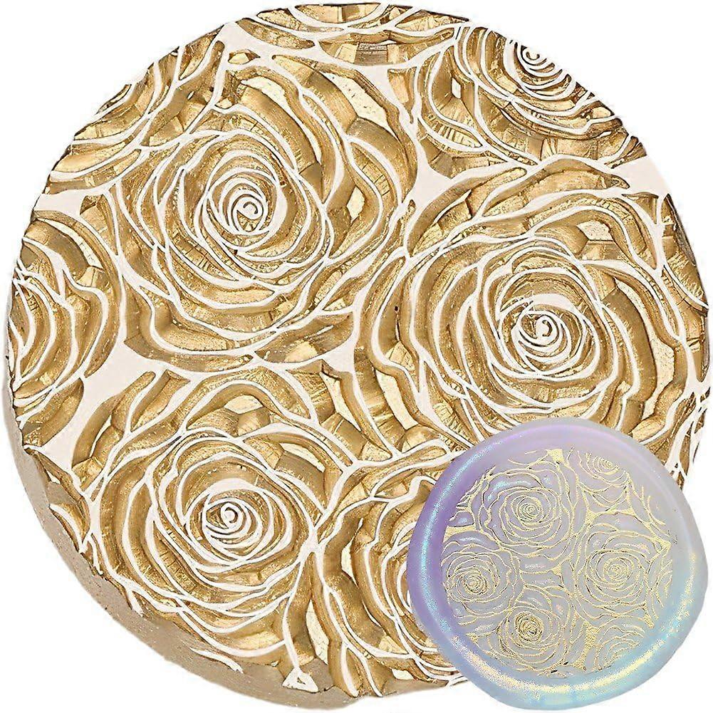 Texture Wax Seal Stamp Head Brass Detachable Rose Pattern For Wedding Invitations, Compatible With Seal Handles