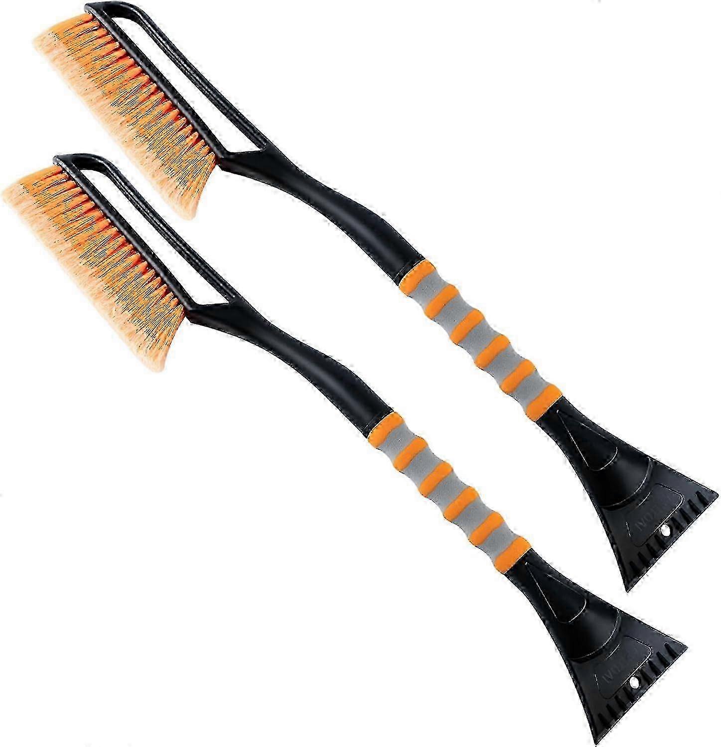 2-in-1 Car Cleaning Brush & Ice Scraper Set - Ergonomic Foam Handle Leaf & Pollen Brush for Cars, Trucks, SUVs - 2 Pack