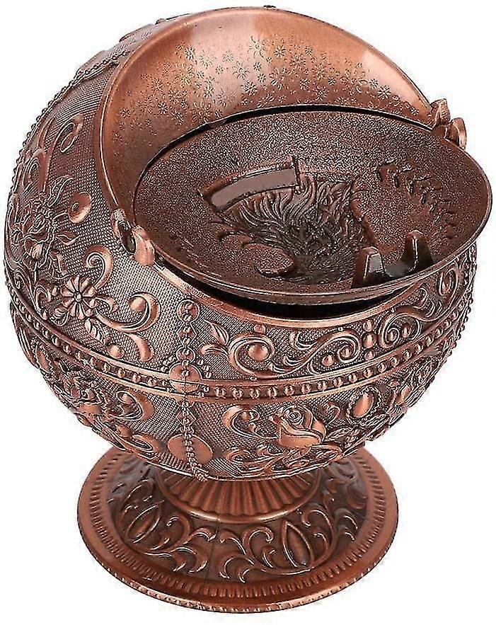 Retro Ashtray Globe, Tray, Windproof Ashtray with Lids Cigarettes Ashtray for Home Office Tabletop I