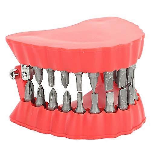 Denture Drill Holder Tooth Shape Organizer with Drill Pendant Decor Screwdriver (With Bits)