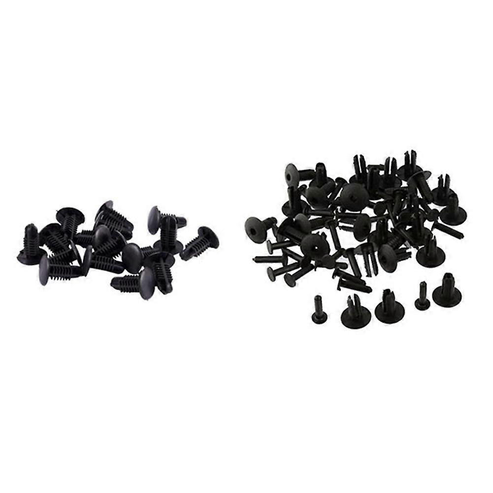 16Pcs Plastic Rivets Clip 4mm X 5mm X 15mm Black & 30Pcs Plastic Bumper Mounting Rivet Body Trim Cli