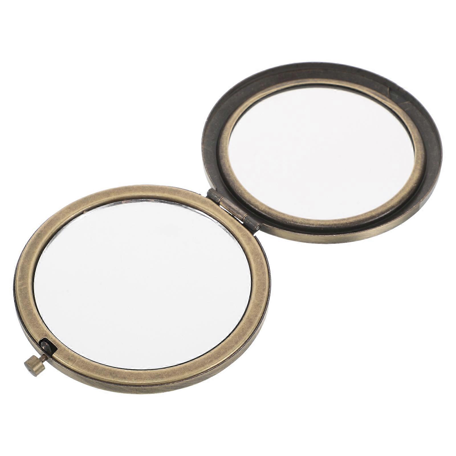 Compact Mirror For Women Portable Folding Metal High Definition Mirror Surface Travel Office Dates 1Set