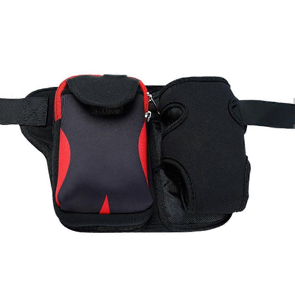 Red Neoprene Outdoor Waist Pouch with Large Capacity for Water Bottle and Kettle Storage Suitable for Travel Hiking