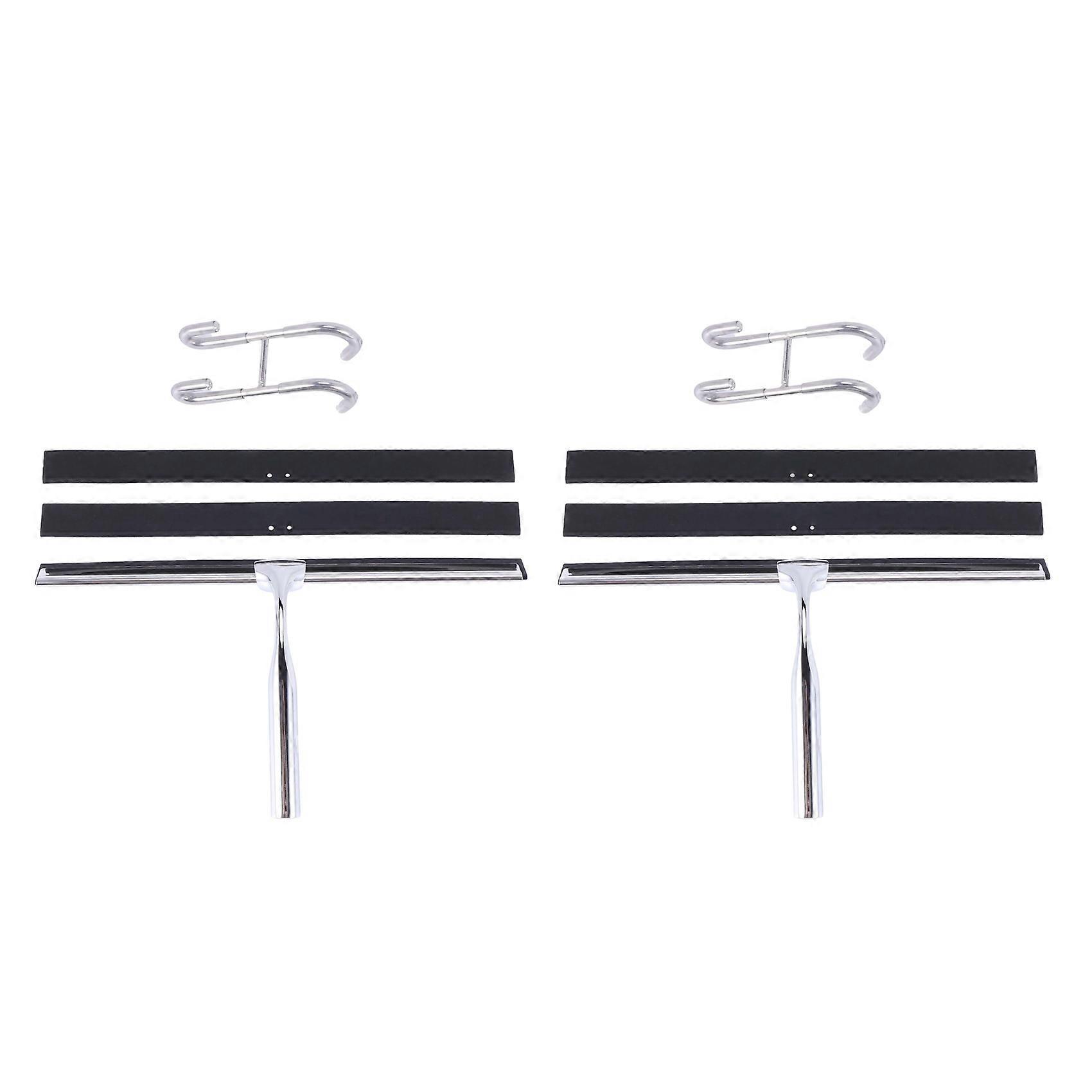2X Squeegee Stainless Steel Shower Wiper 31cm Shower Squeegee Without Drilling Window Puller with Wa