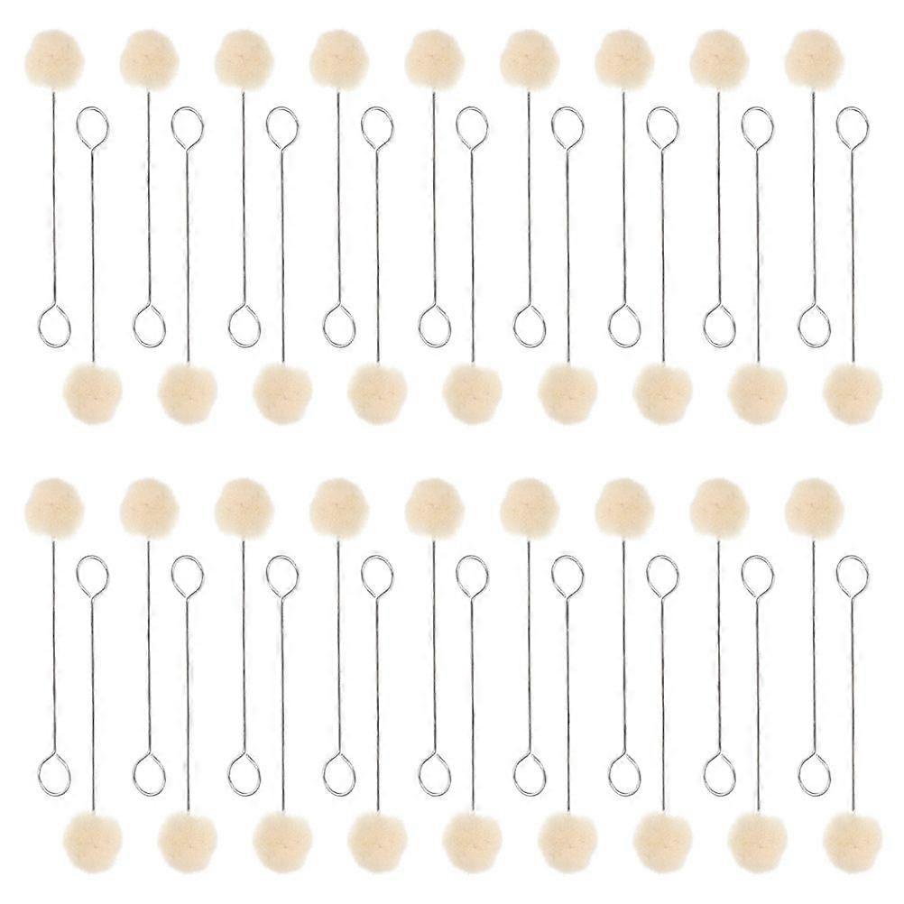 40pcs Leather Dye Wool Daubers Wool Balls Brushes Long Handle Wool Daubers