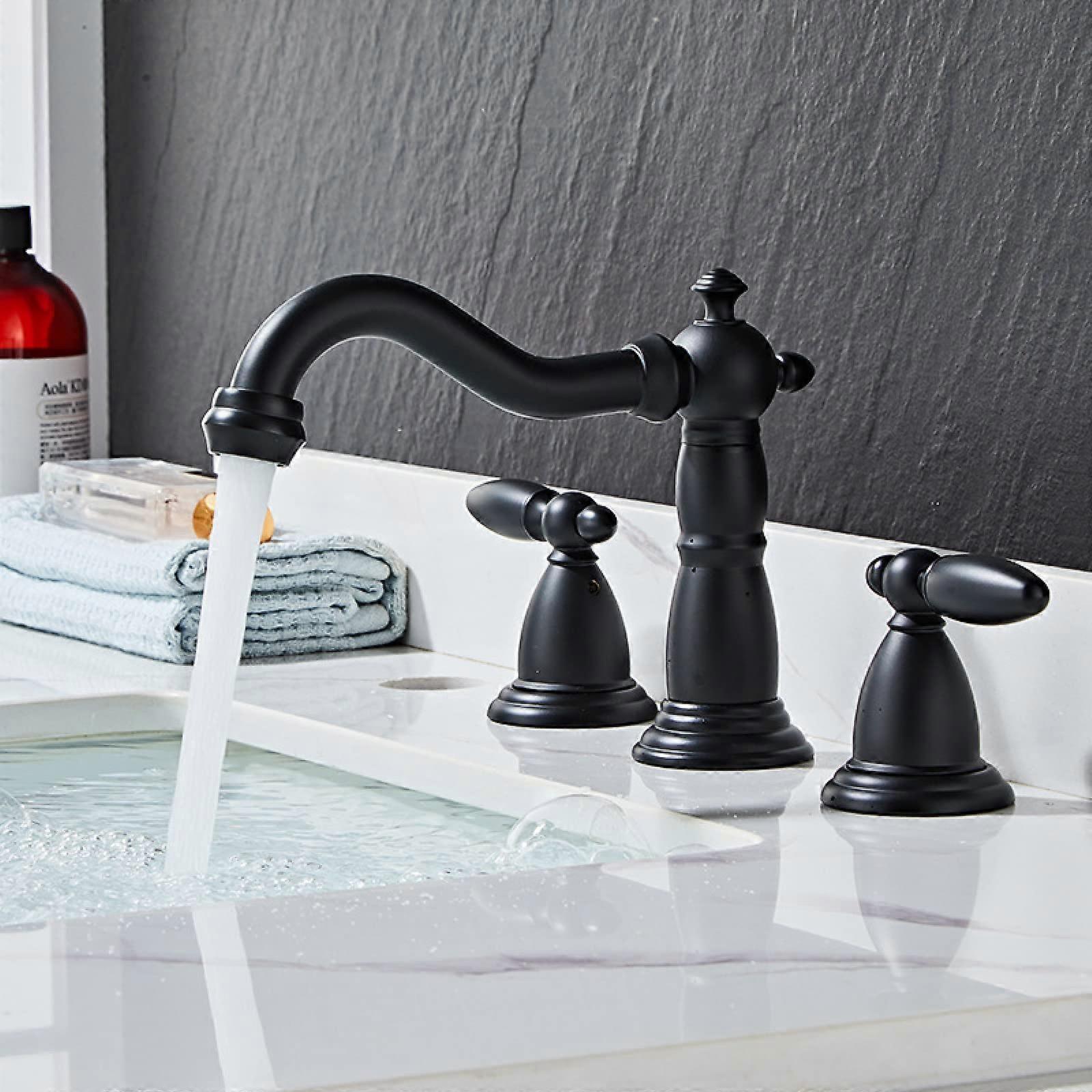 Threehole basin mixer tap, hot and cold hand wash basin, double handle, split threepiece set