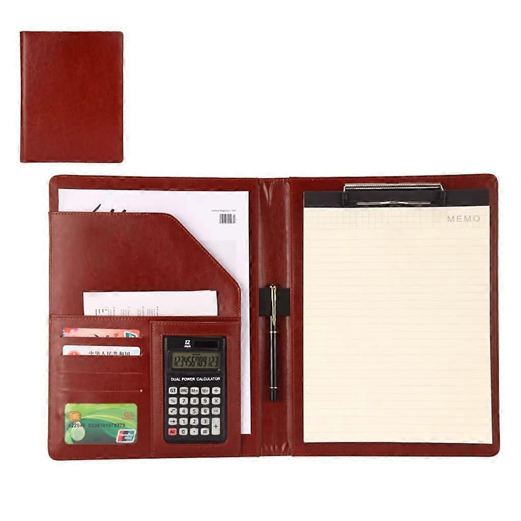 Leather Folder A4 Business Card Holder Leather Portfolio Folder Brown