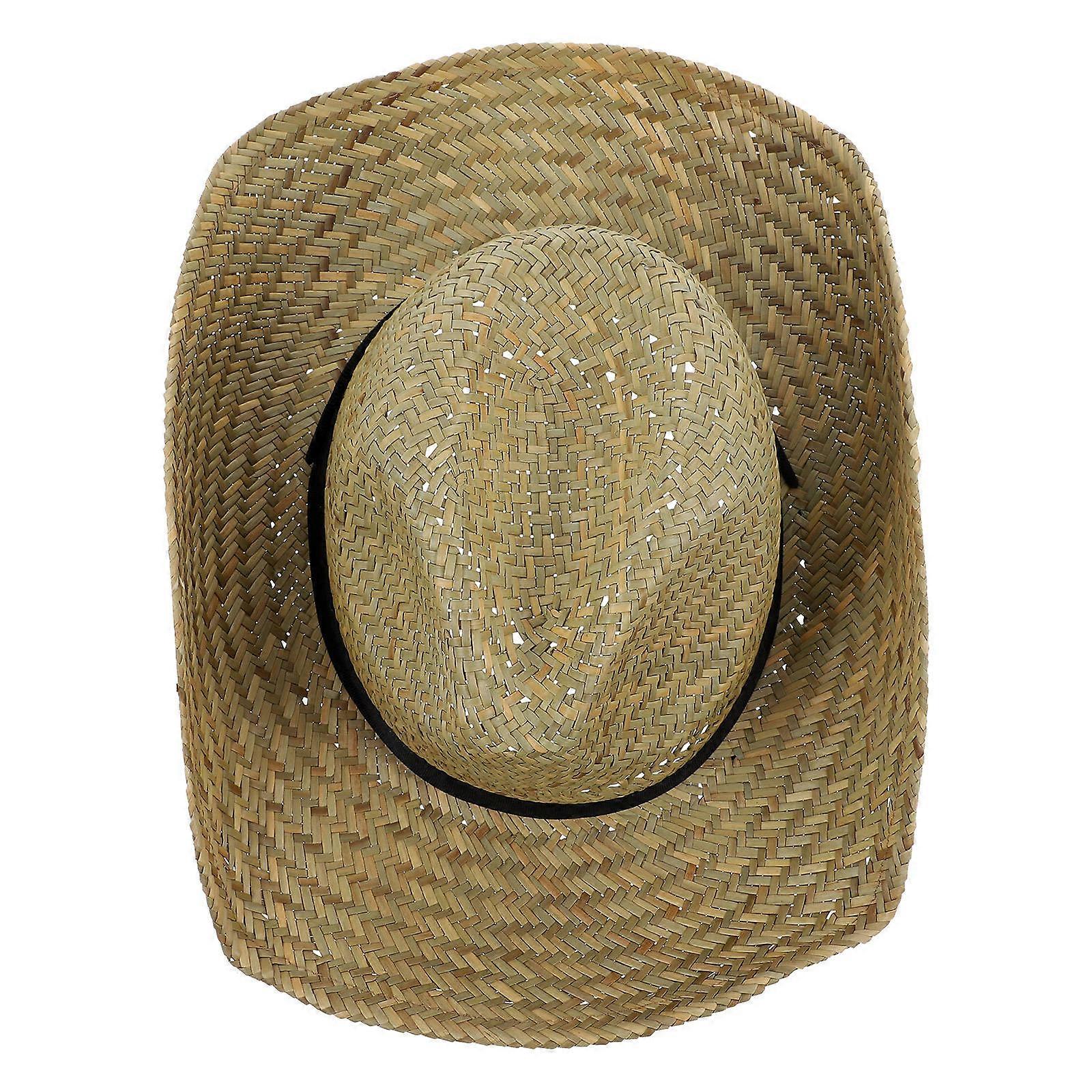 Here's a refined product description based on the title you provided:
**Handcrafted Straw Cowboy Hat for Men – Classic Wide Brim Sun Shade Hat