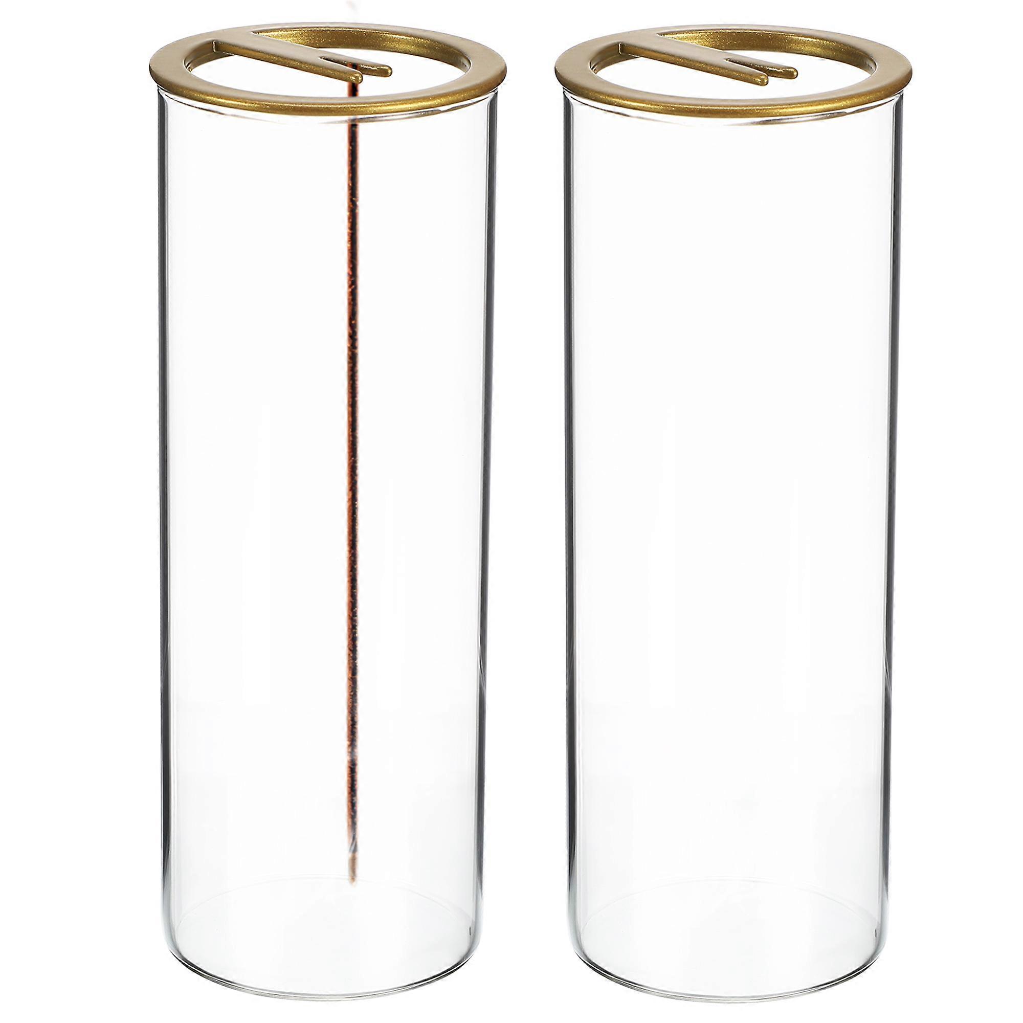 Transparent Glass Upside Down Incense Holder for Sticks with Removable Lid for Easy Cleaning 2 Pcs