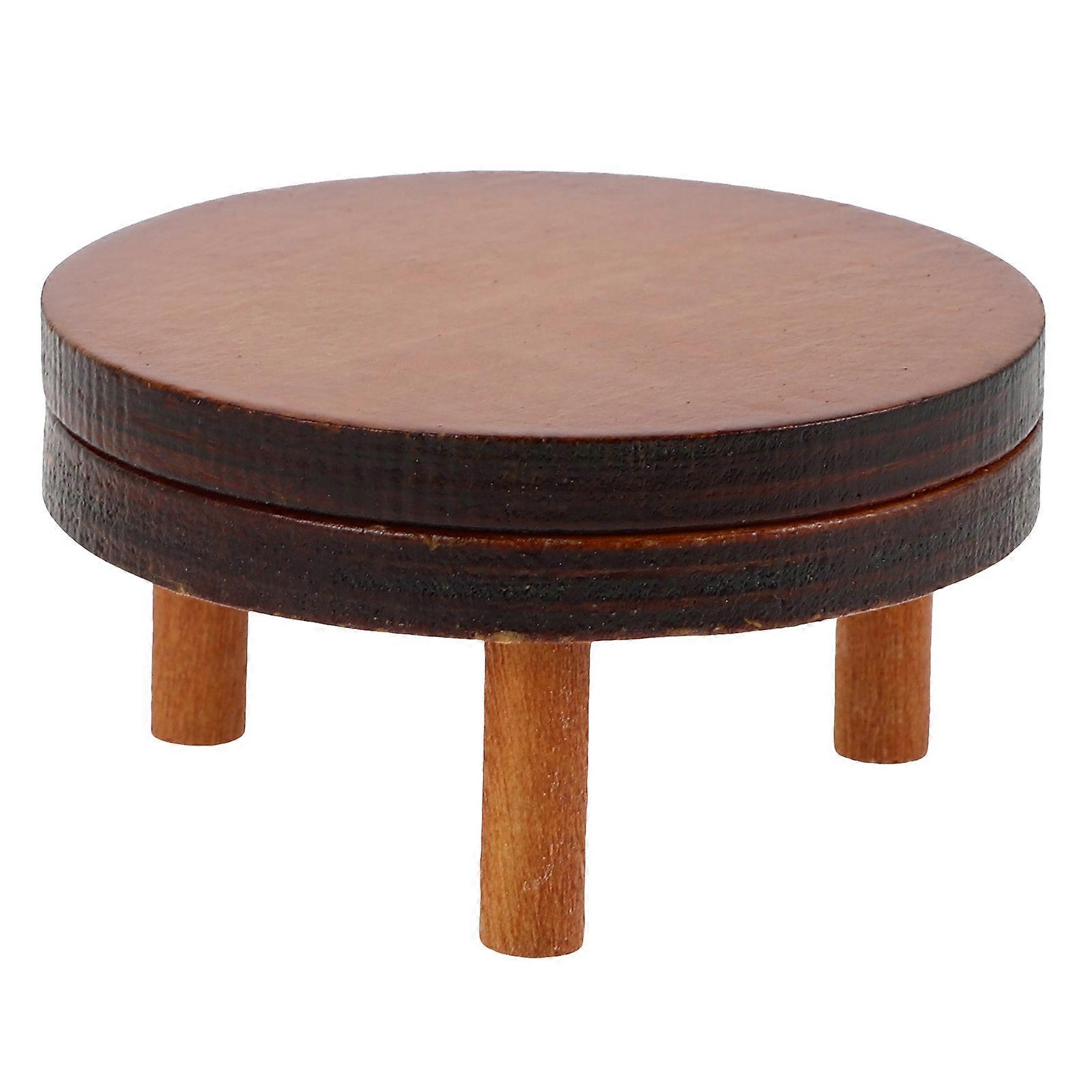 1:12 Scale Dollhouse Round Table For Living Room Scene Decoration Light Brown 1 Set