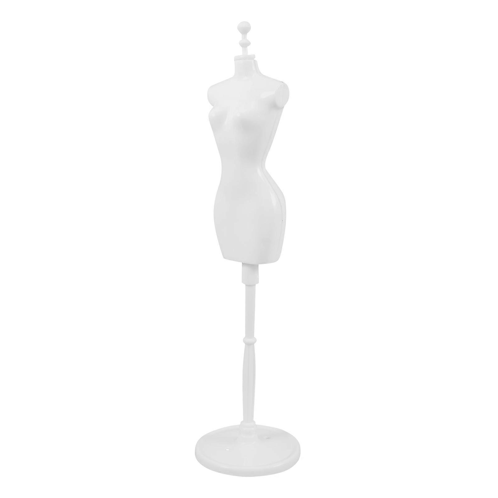 White Plastic Mannequin Body Stand for Decor with Stable Display Design and Insertable Accessories 6.5 Inches