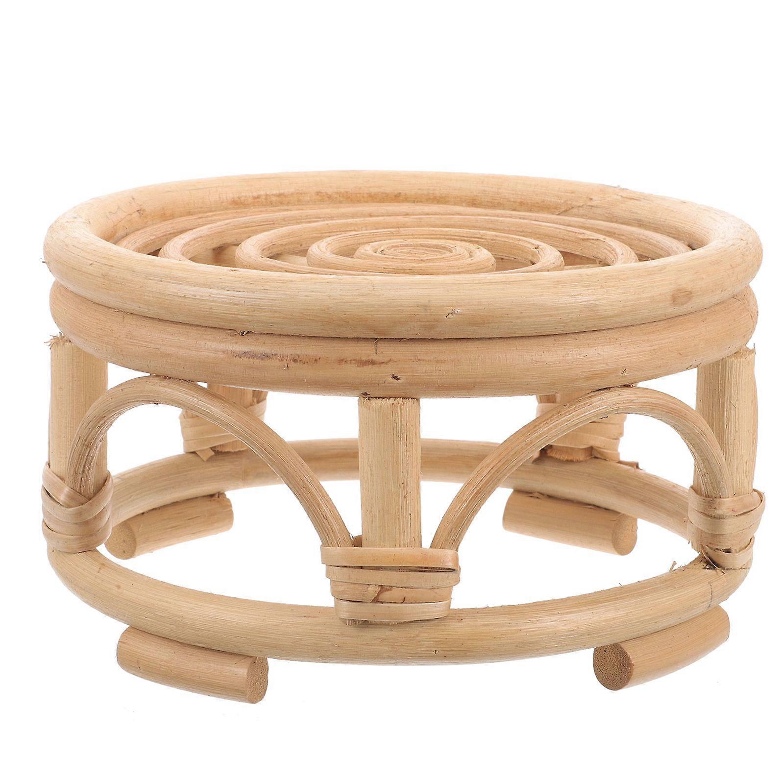 Indoor Plant Pot Stand Simple and Elegant Design Beige Color Rattan Support 1Pack