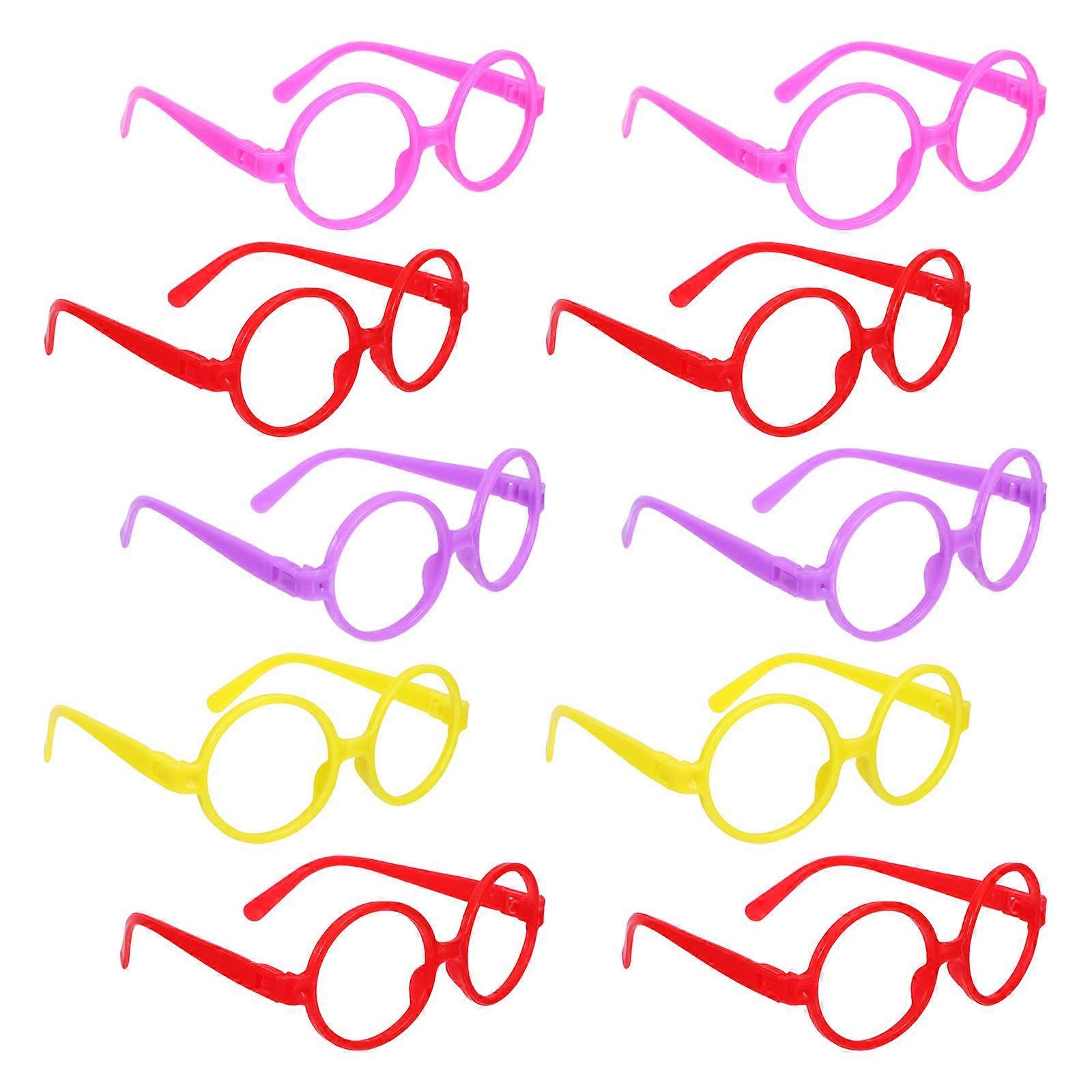 Funny Plastic Glasses Toys for Kids Playing with Cartoon Round Frame Eyeglasses Props Lightweight and Durable Assorted Color