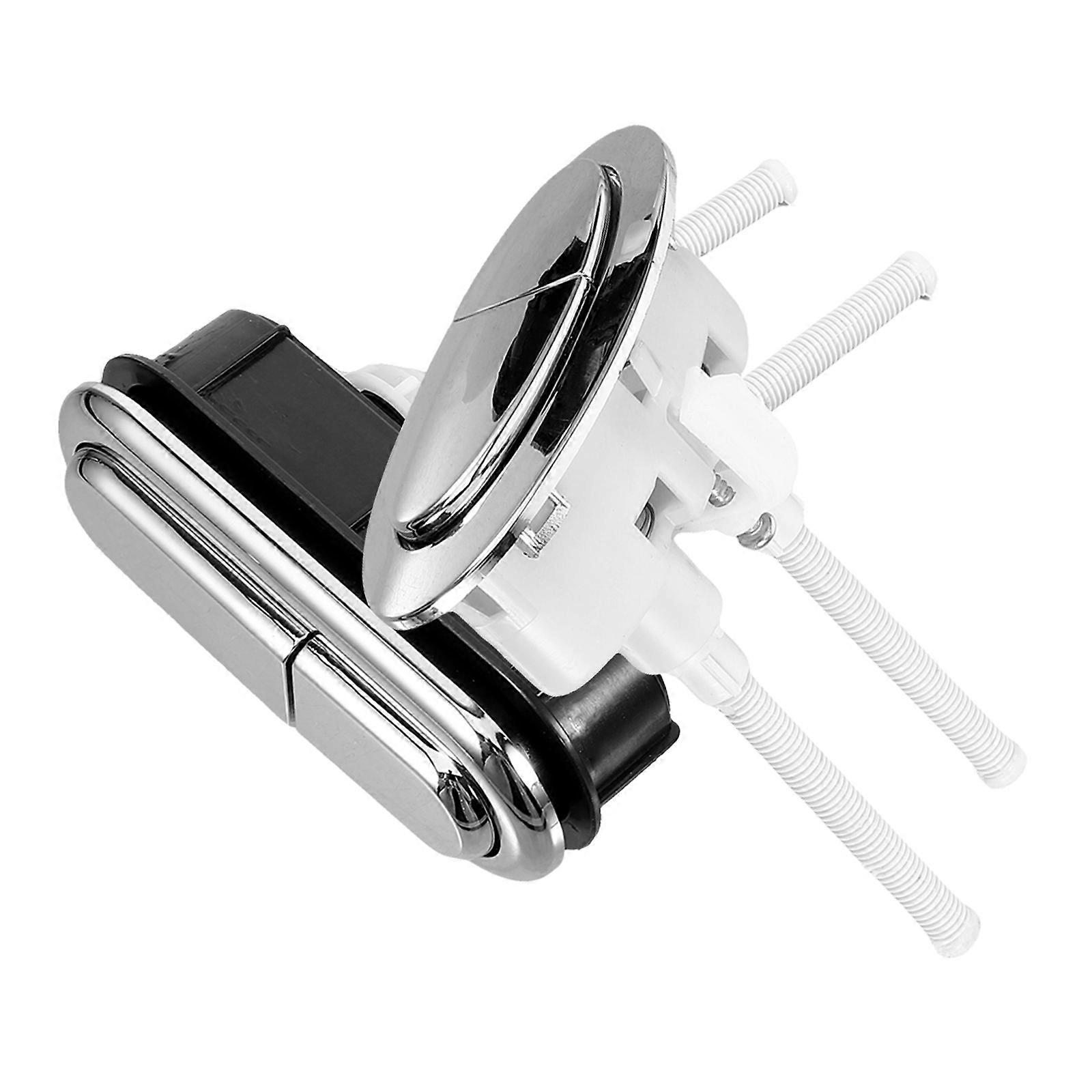 Toilet Flush Tank Button 2Set Dual Flush Toilet Push Button Water Tank Bathroom Use Silver Plastic Adjustable Length