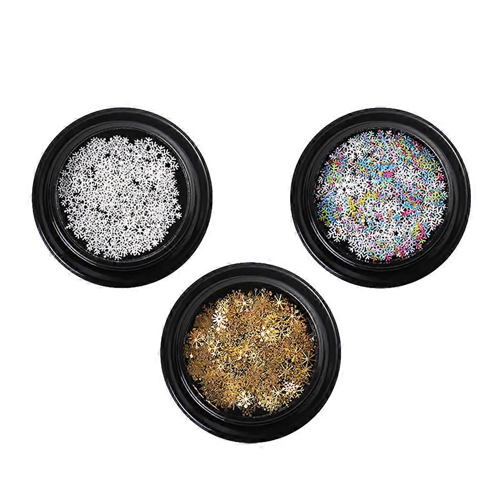 Nail Glitter Sequins Snowflake Nail Patches For Professional Manicurists Special Occasions 3 Boxes Assorted Color