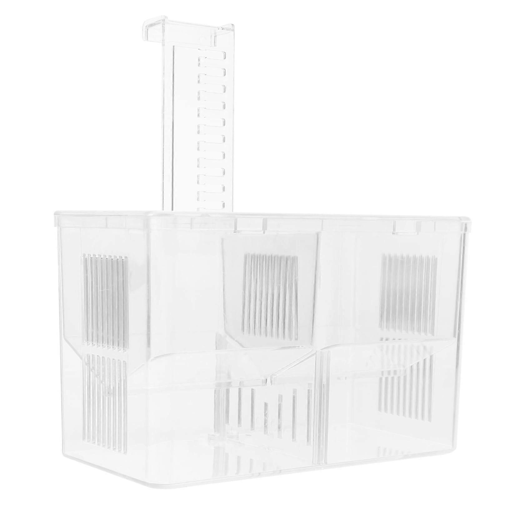 Fish Breeding Box Tank Aquarium Hatchery Container with Divider Net for Isolation Transparent Design