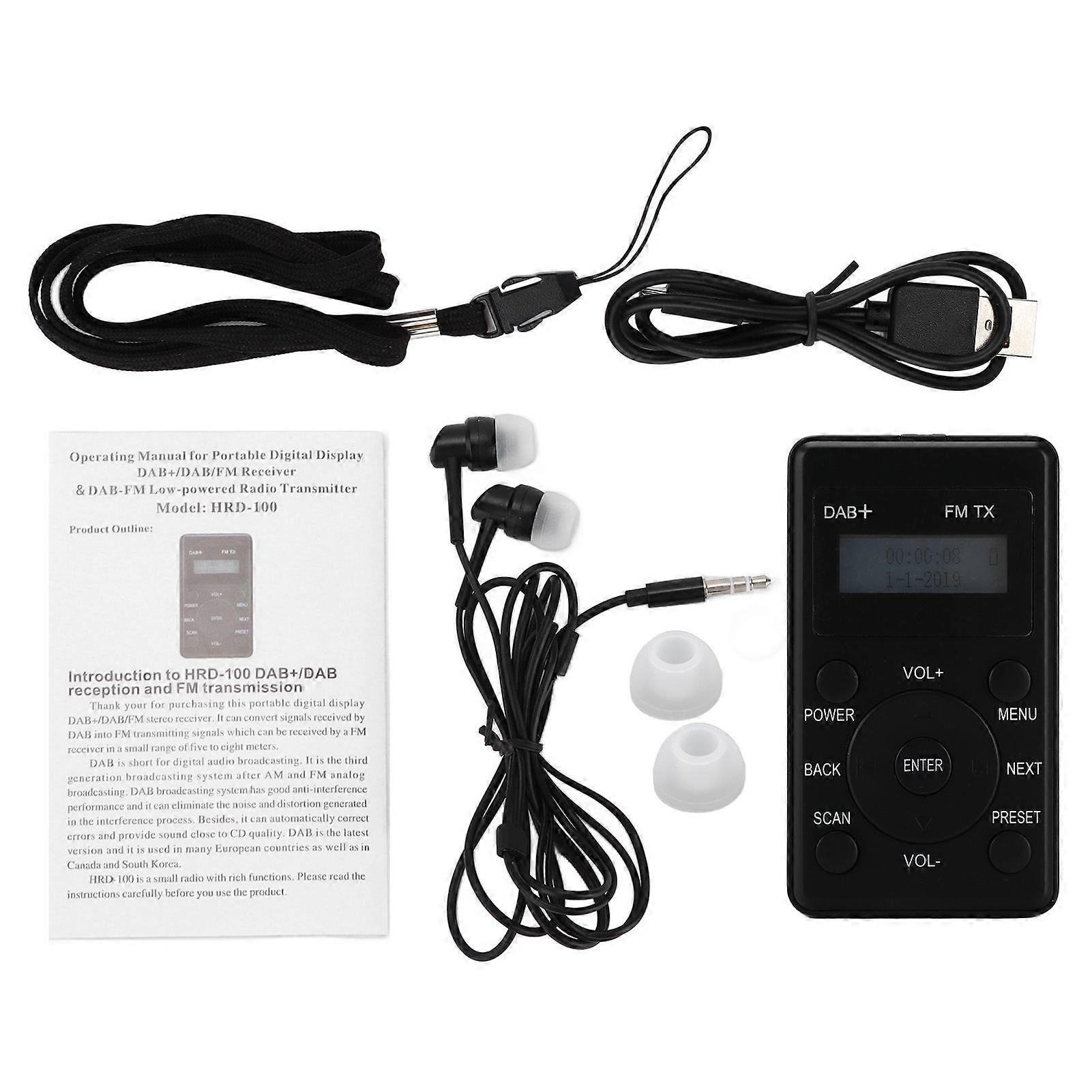 portable dab radio with fm and earphone for car