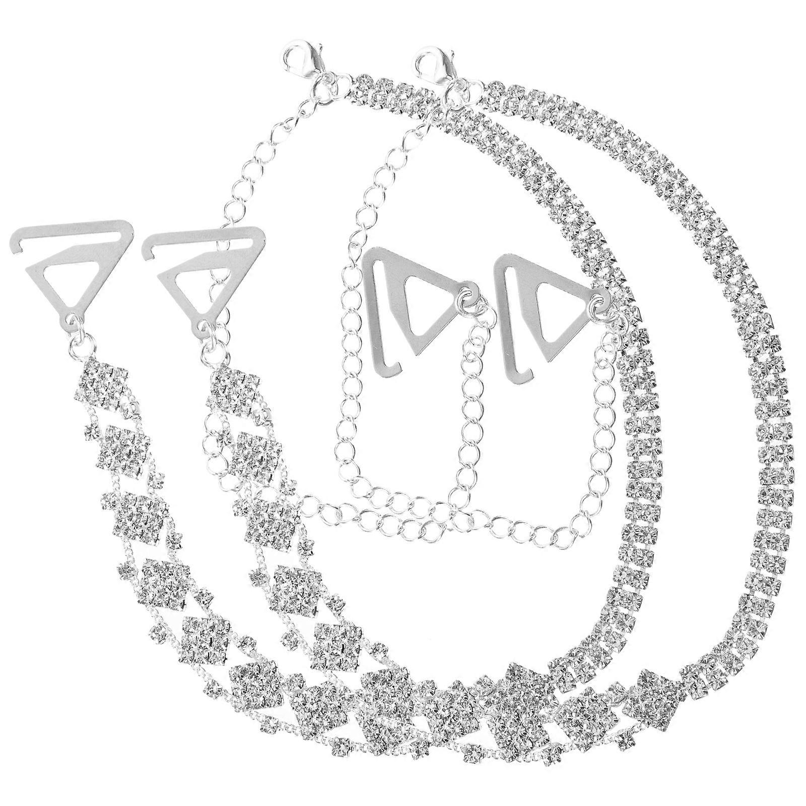 Rhinestone Decorative Replacement Shoulder Straps for Strapless Dresses Chic Invisible Chains for Wedding, Party, Beach Wear