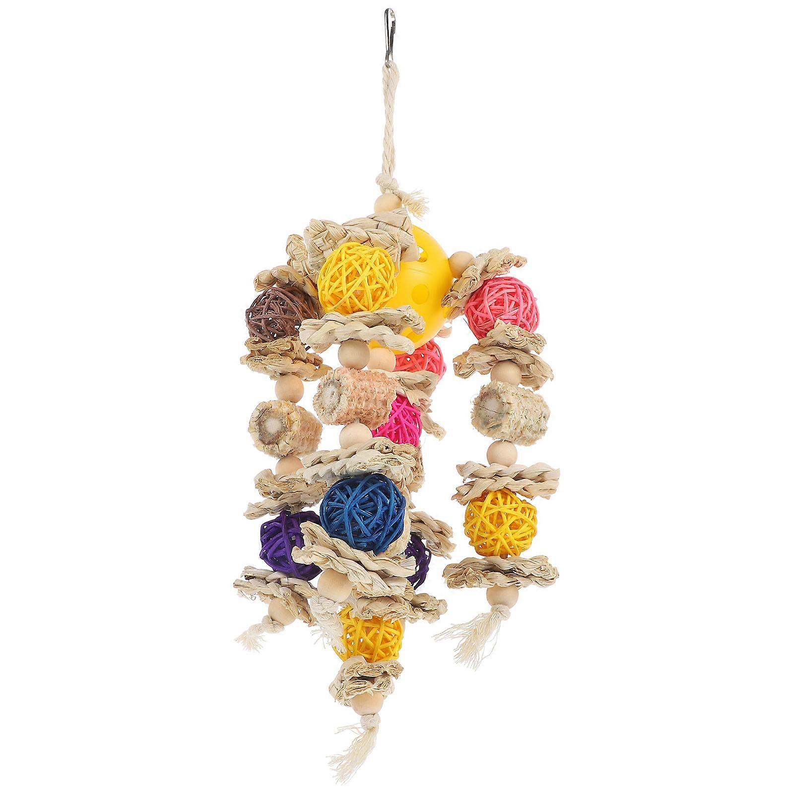 MultiFunctional Bird Shredding Toy Made of Wood for Parrots and Pet Birds Hanging Chewing Toy