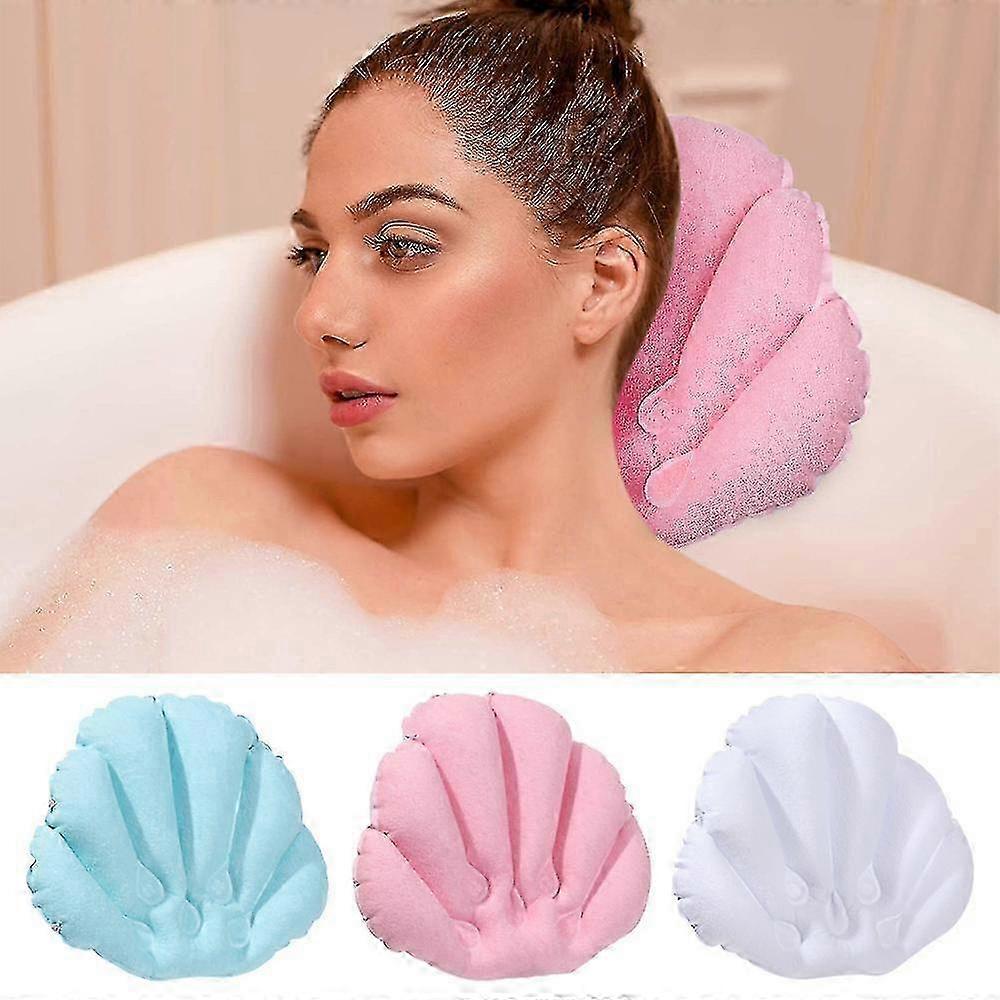 TTMA 1 Pack Inflatable Bath Pillow With Suction Cup, Soft Spa Neck Support